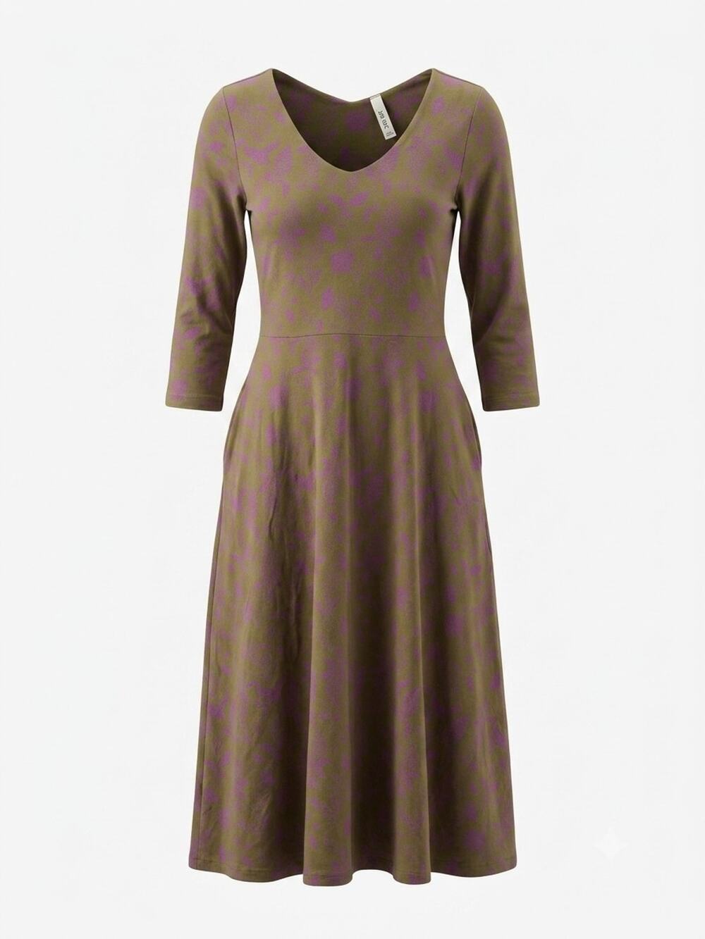 Pact Dakota Floral Organic Cotton Side Pockets 3/4 Sleeve Midi Dress Size M